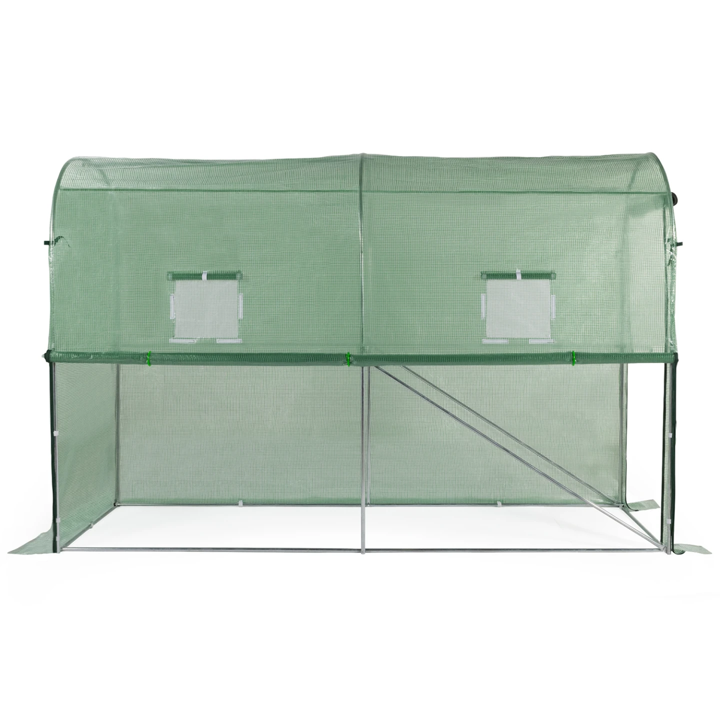 Serre à tomates relevable 3m² verte 2 fenêtres avec moustiquaire et porte zippée
