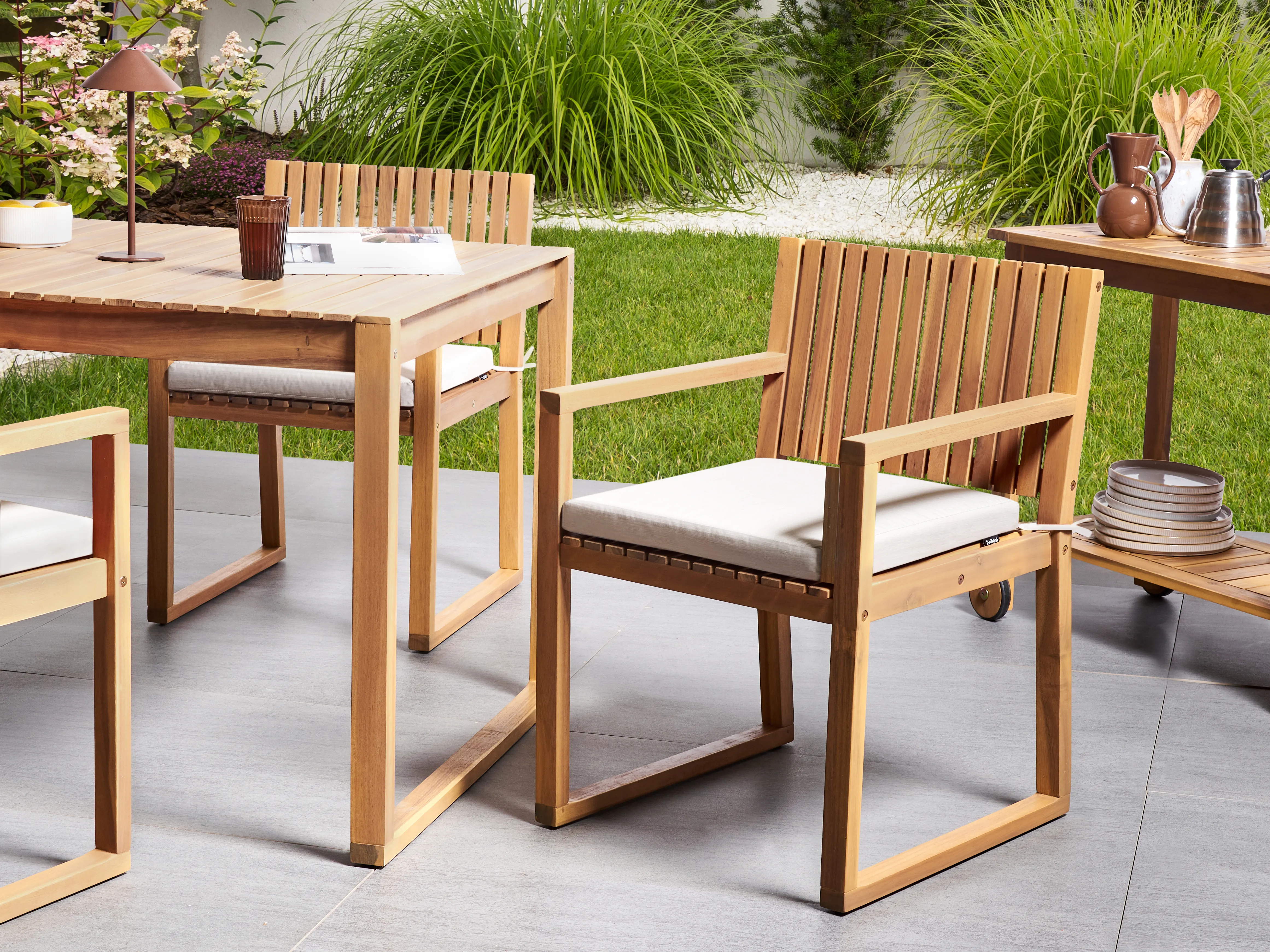 Tuinset 8-zits SASSARI PREMIUM met kussens Gecertificeerd acaciahout Lichtbeige