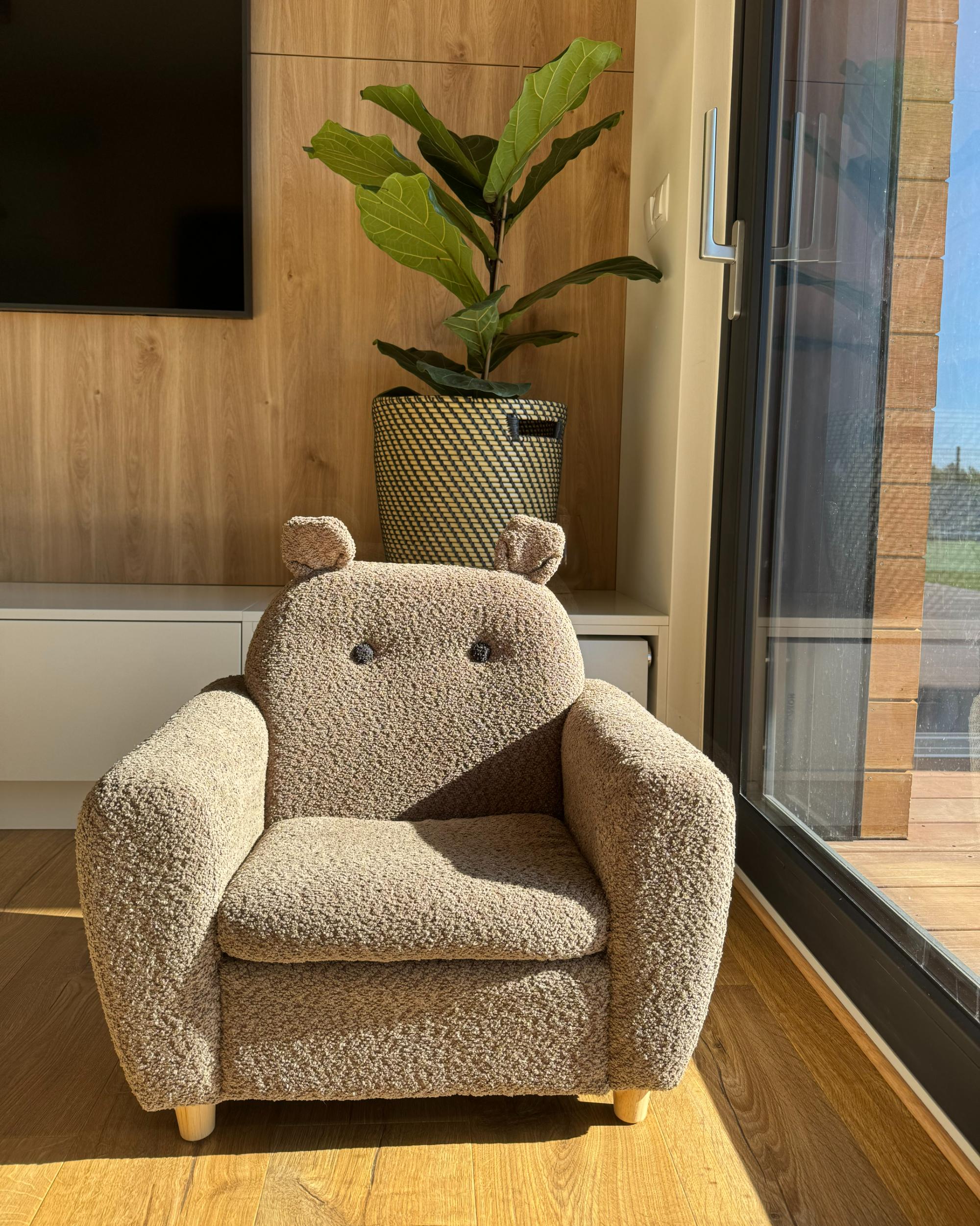 Kinderfauteuil Nijlpaard MARIBO Bouclé Bruin