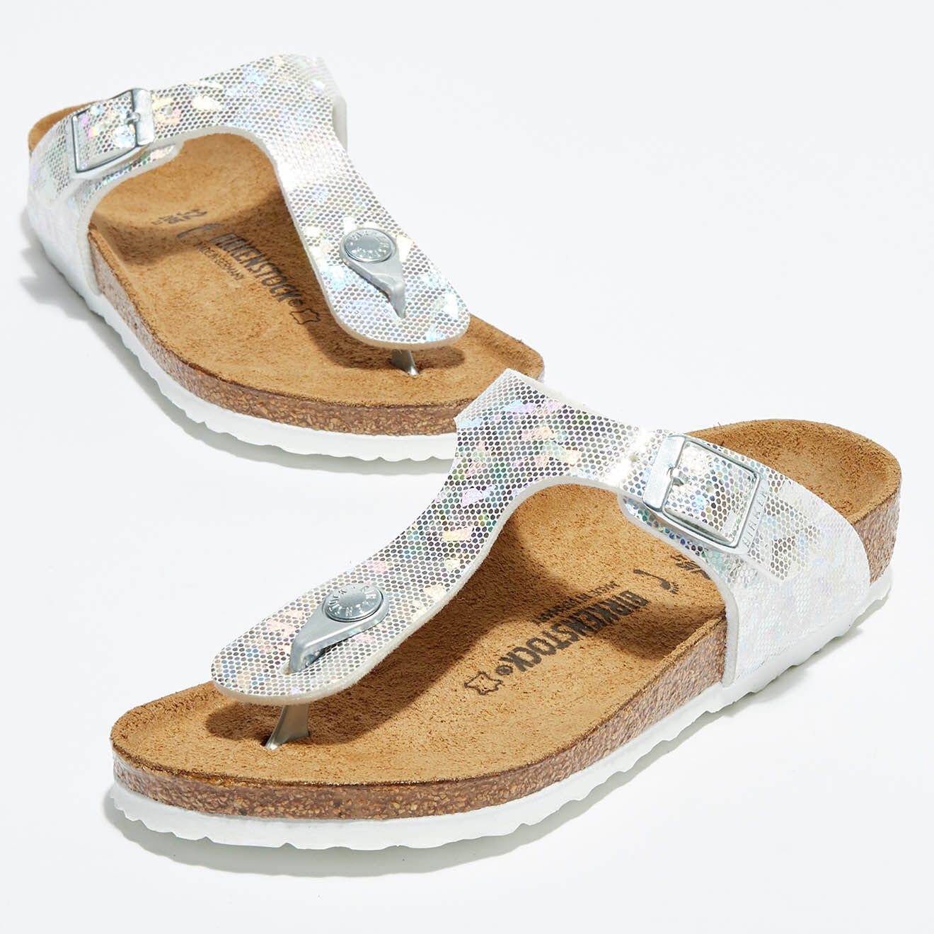 Birkenstock Mules Gizeh argenté/multicolore