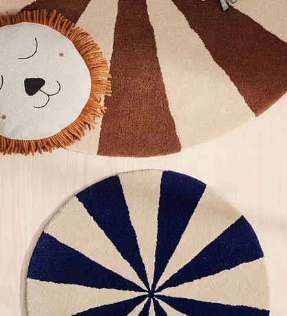 ferm Living Gulvt?ppe - Uld - ?: 70 cm - Blå/Hvid