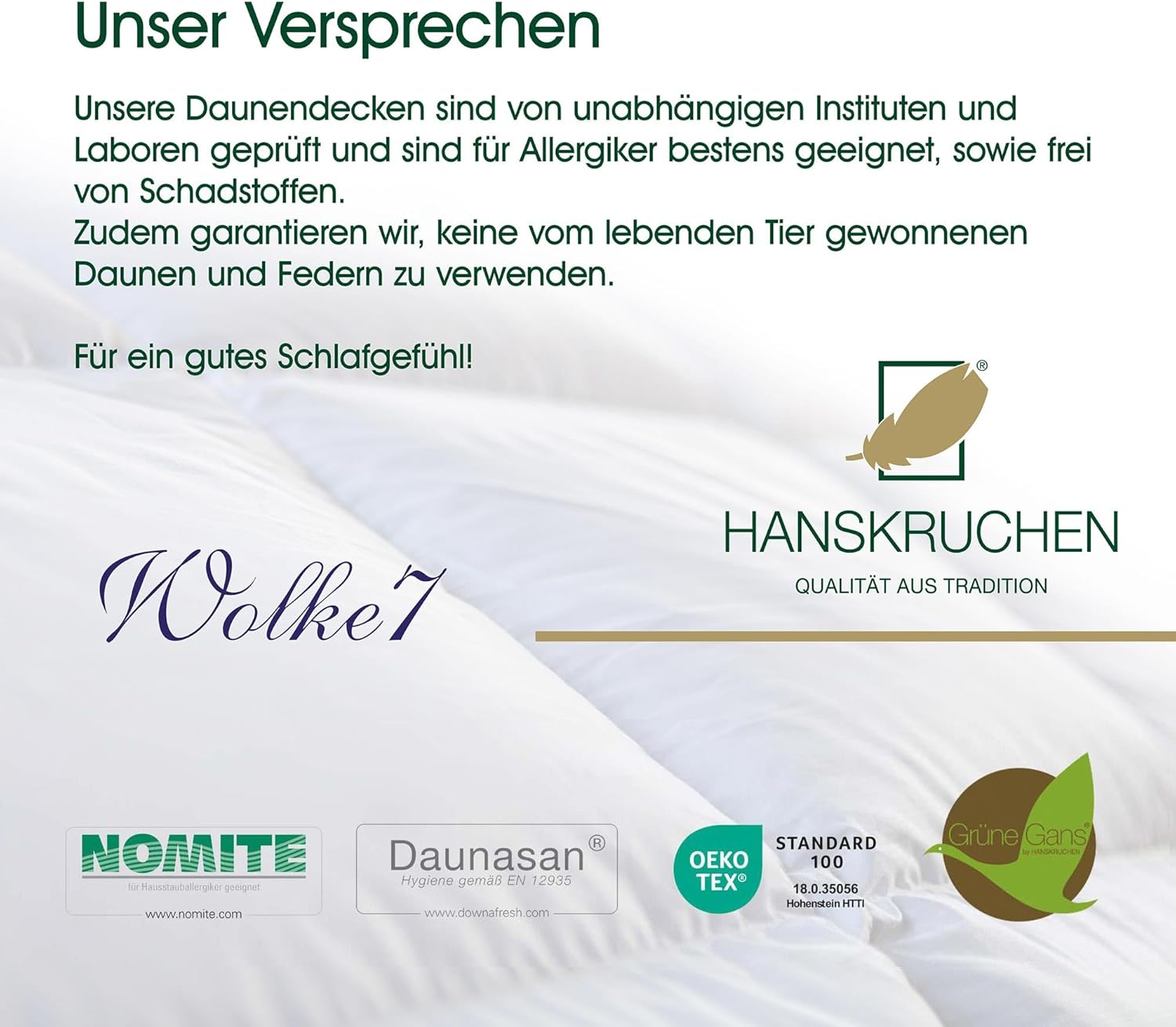 Wolke 7 Bettdecke 135x200 cm - Extra leicht / Sommer - Made in Germany Kassettendecke aus 100% Baumwolle - Allergiker geeignet