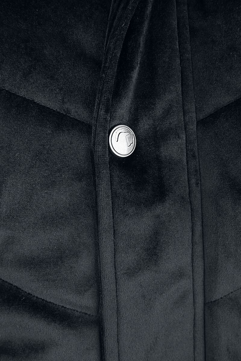 Manteau d'Hiver Velours avec Capuche Fausse Fourrure | Black Premium by EMP Veste d'hiver
