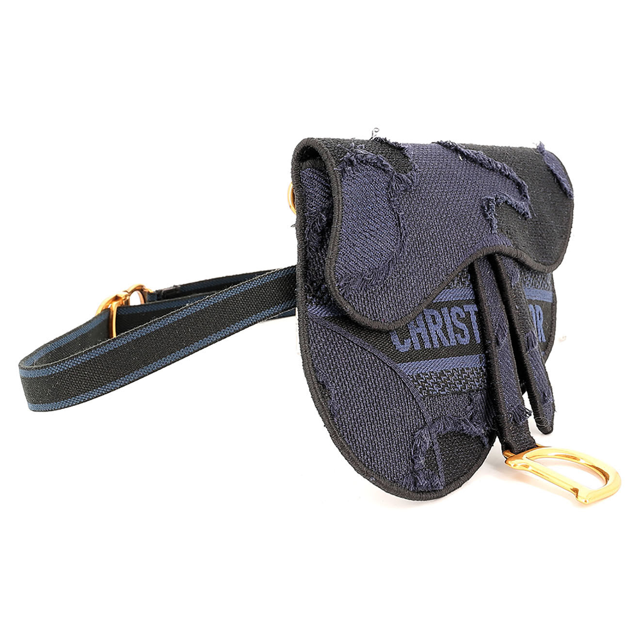 Dior Sac ceinture Saddle en Toile marine - Neuf sans étiquette - L.19 cm