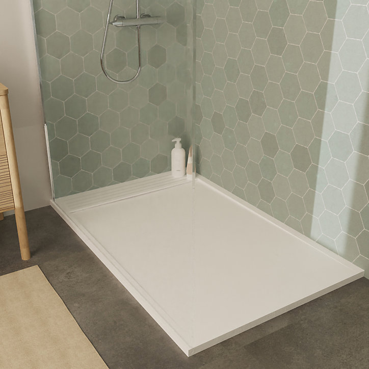 Receveur de douche rectangulaire en béton, 140 x 90 cm, blanc, Homesight