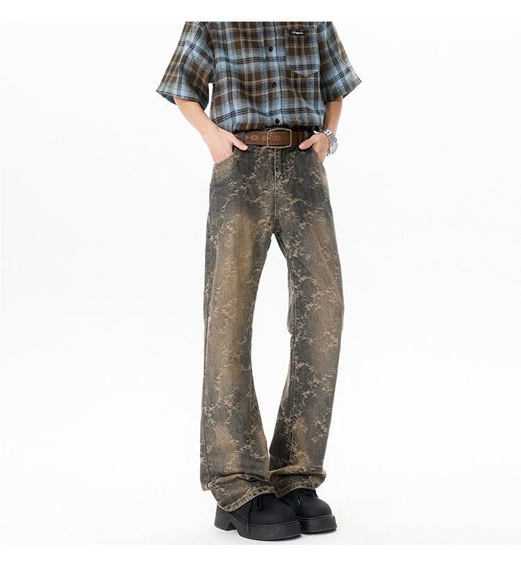 Sheck - Mid Rise Washed Distressed Straight Leg Jeans (diverse designs)