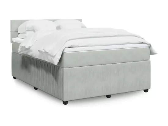 Sommier à lattes de lit et matelas Gris clair 160x200cm Velours
