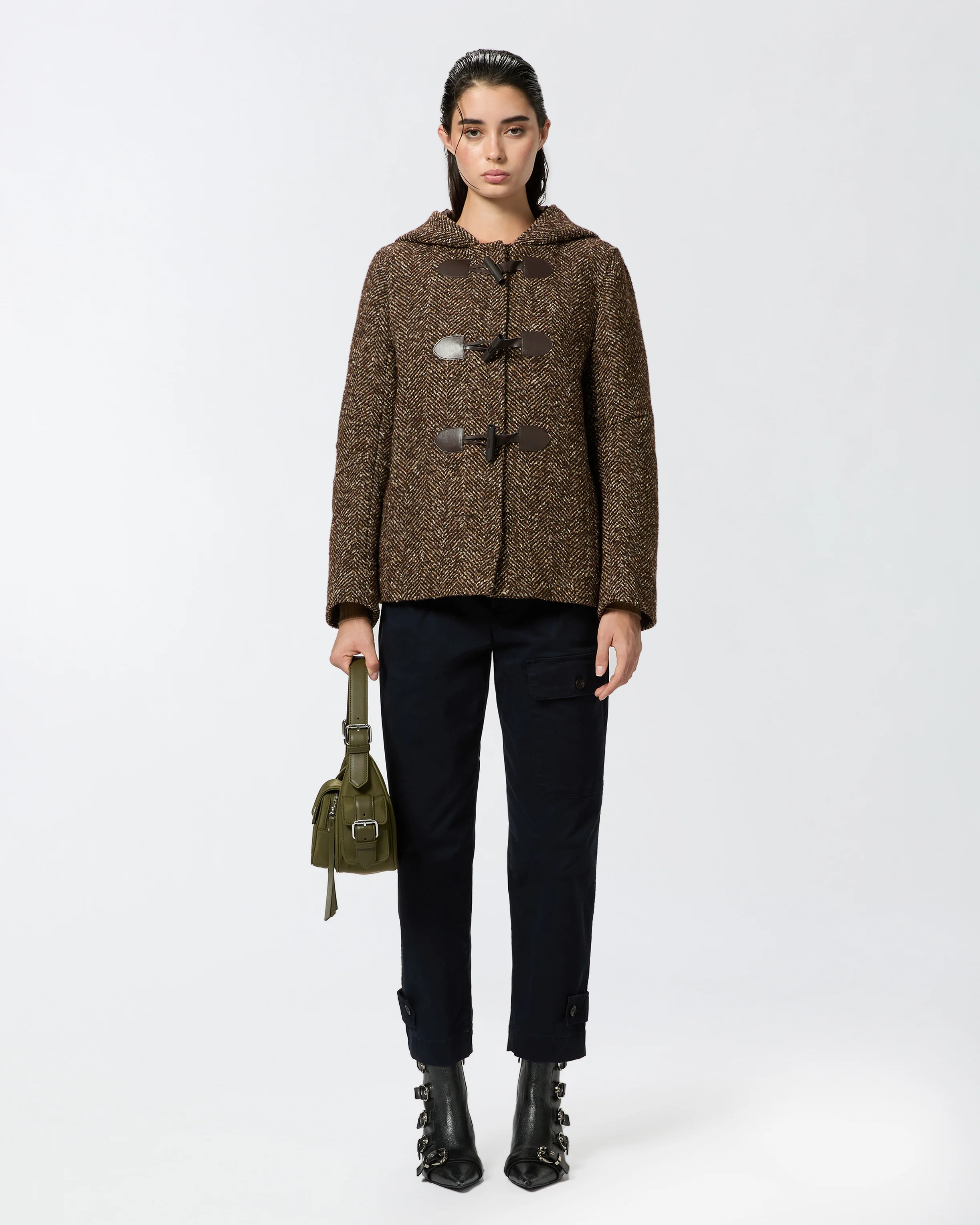 Manteau court à capuche esprit duffle-coat | Marron
