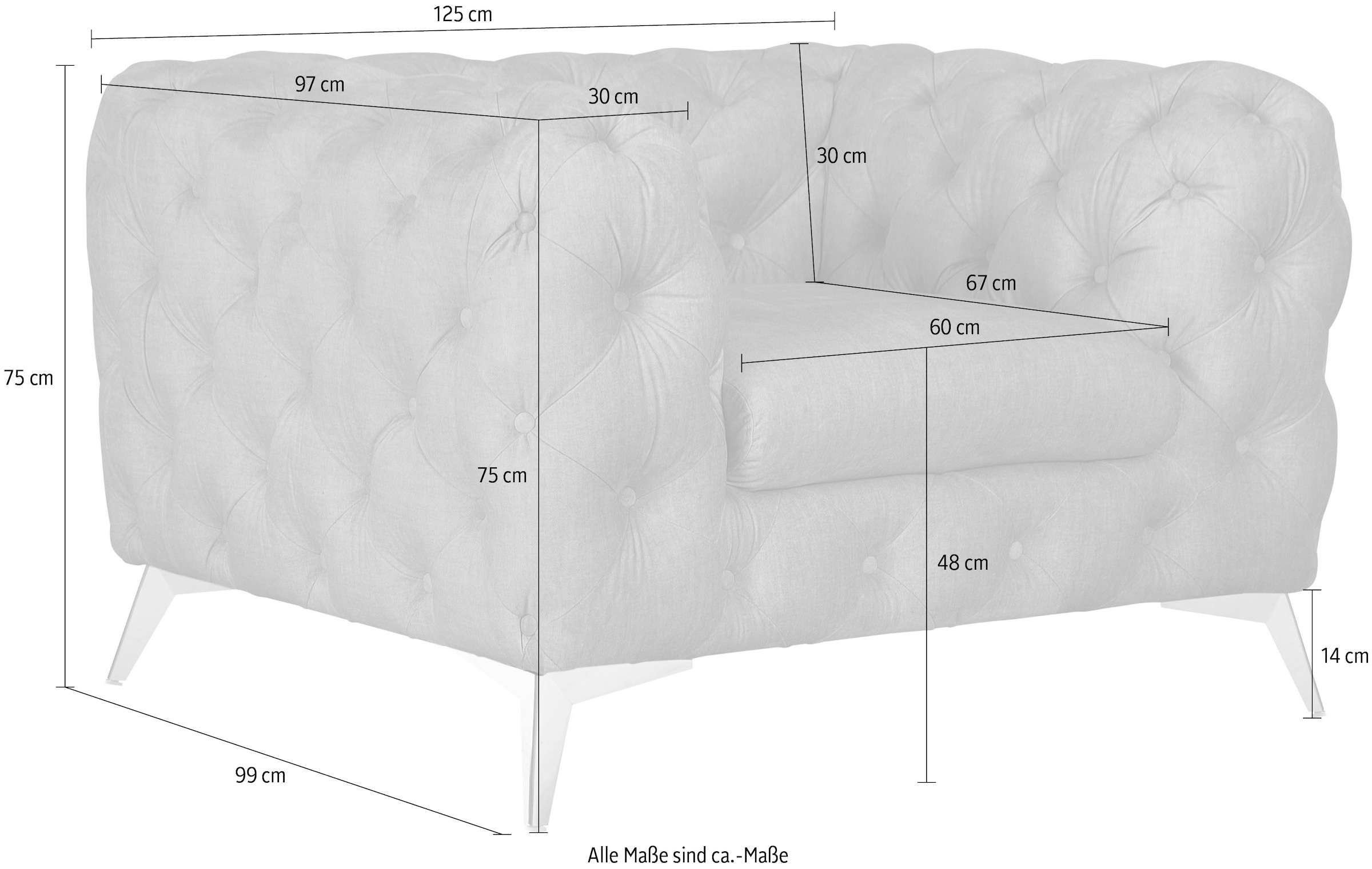 Home affaire Chesterfield-Sessel »Glynis Sessel« aufwändige Knopfheftung, moderne Chesterfield Optik, Fussfarbe wählbar