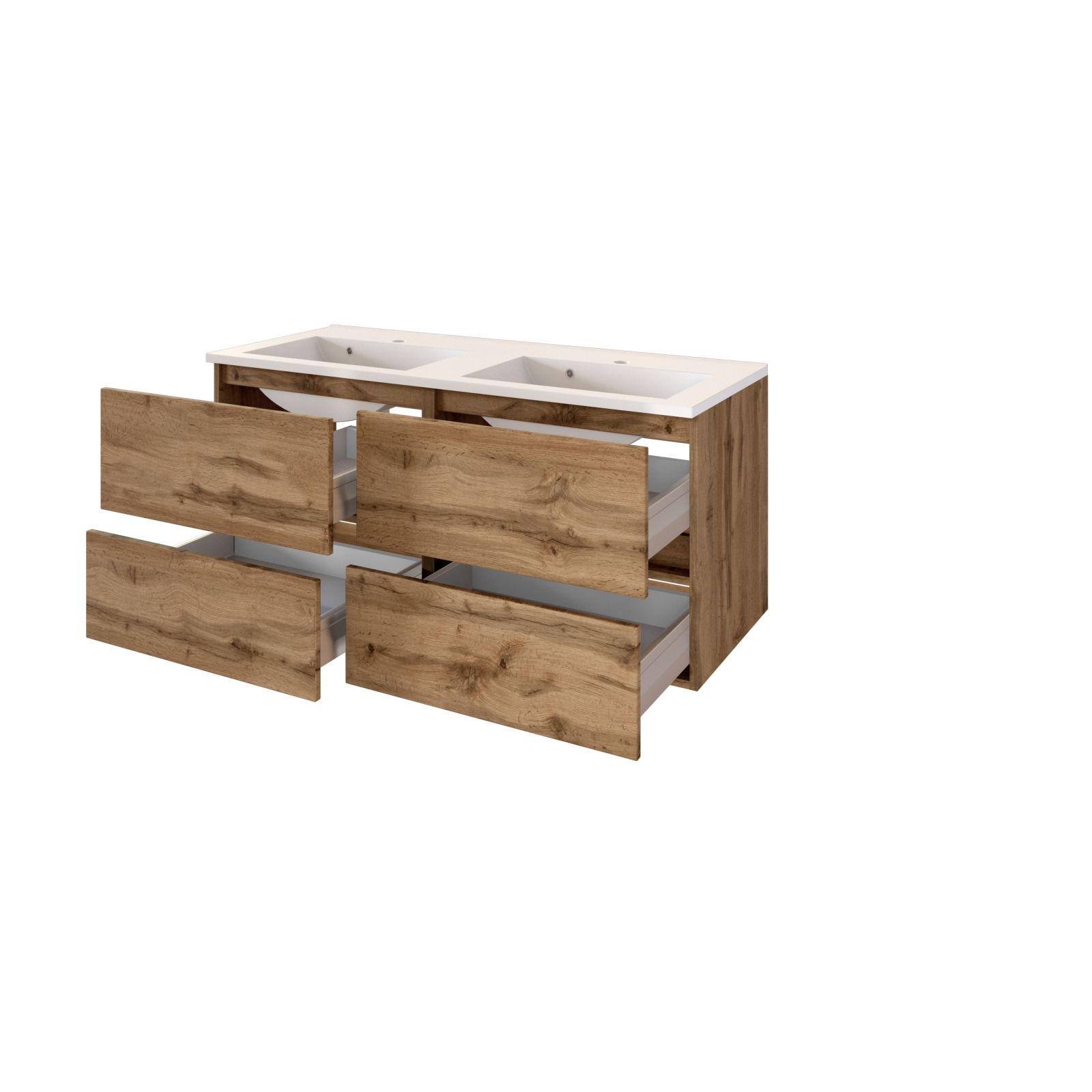 2er-Set Waschtische BAABE - Wotaneiche - mit Mineralgussbecken - 120 cm
