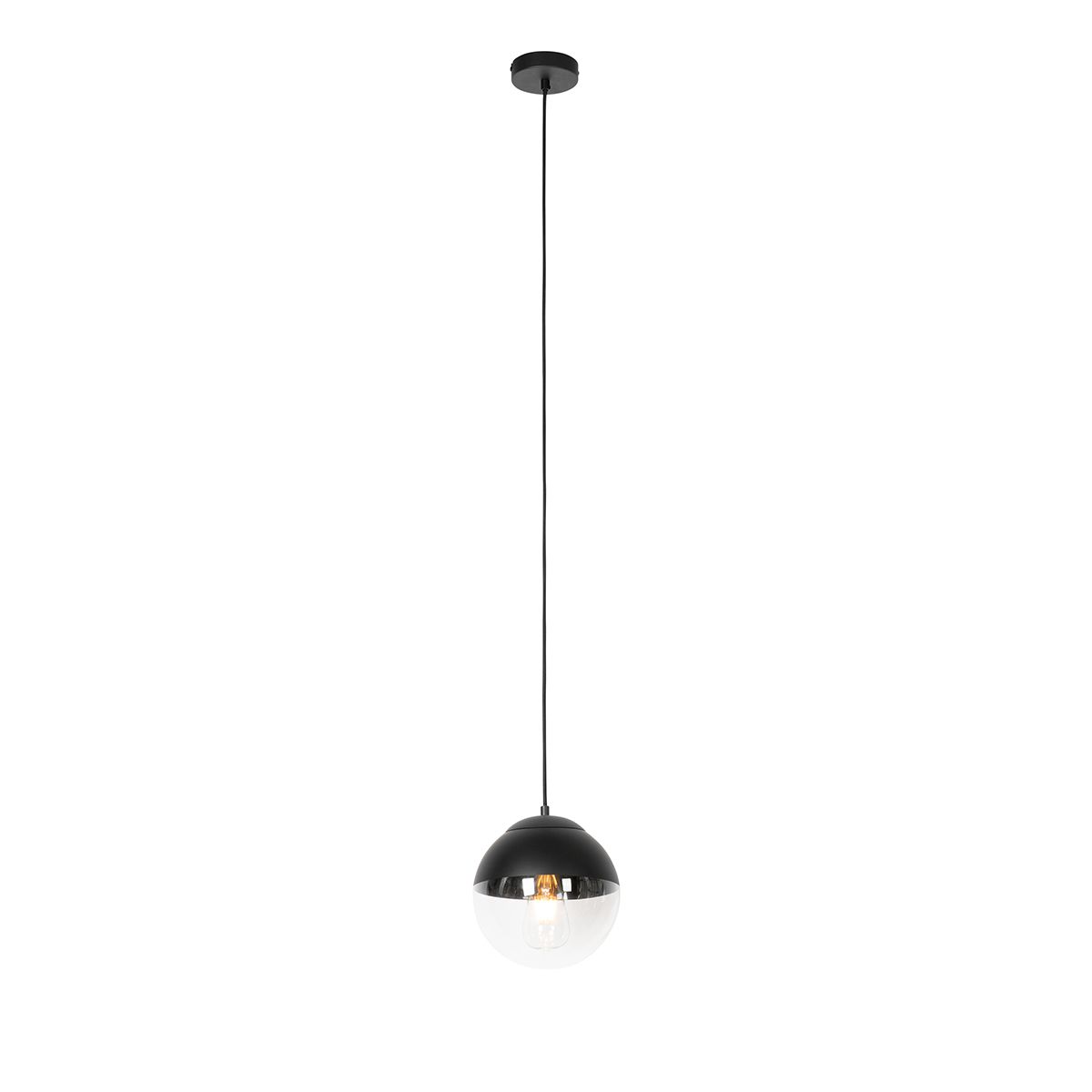 Retro hanglamp zwart met helder glas 20 cm - Eclipse