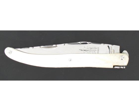 Laguiole 12 cm - Plein Manche Os - Ressort et lame guillochés Couteau de Poche par l'Arbalète