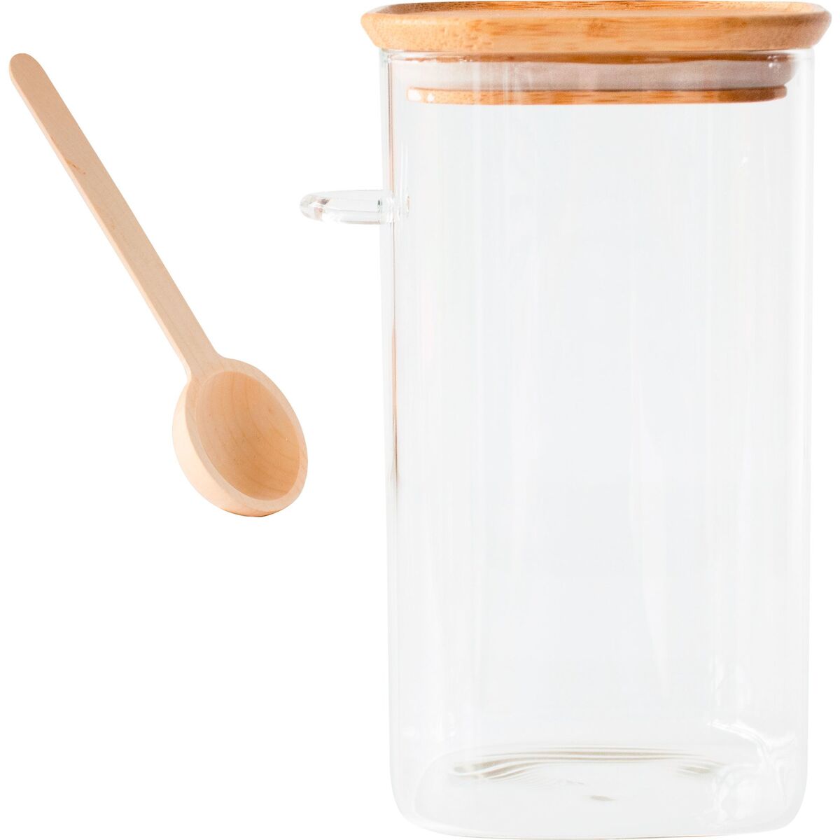 Glasskrukke med bambuslokk og måleskje 1400 ml