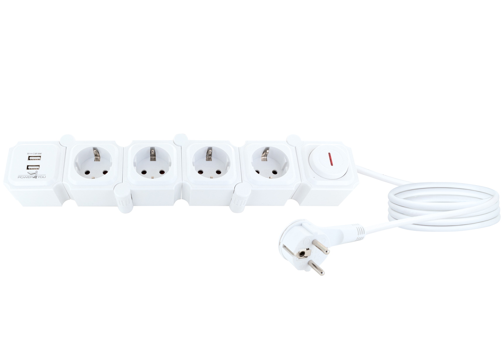 Schwaiger witte stekkerdoos met USB
