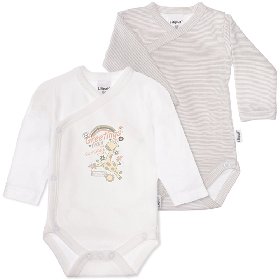 Liliput Langarm-Wickelbody 2er-Pack Greetings weiß