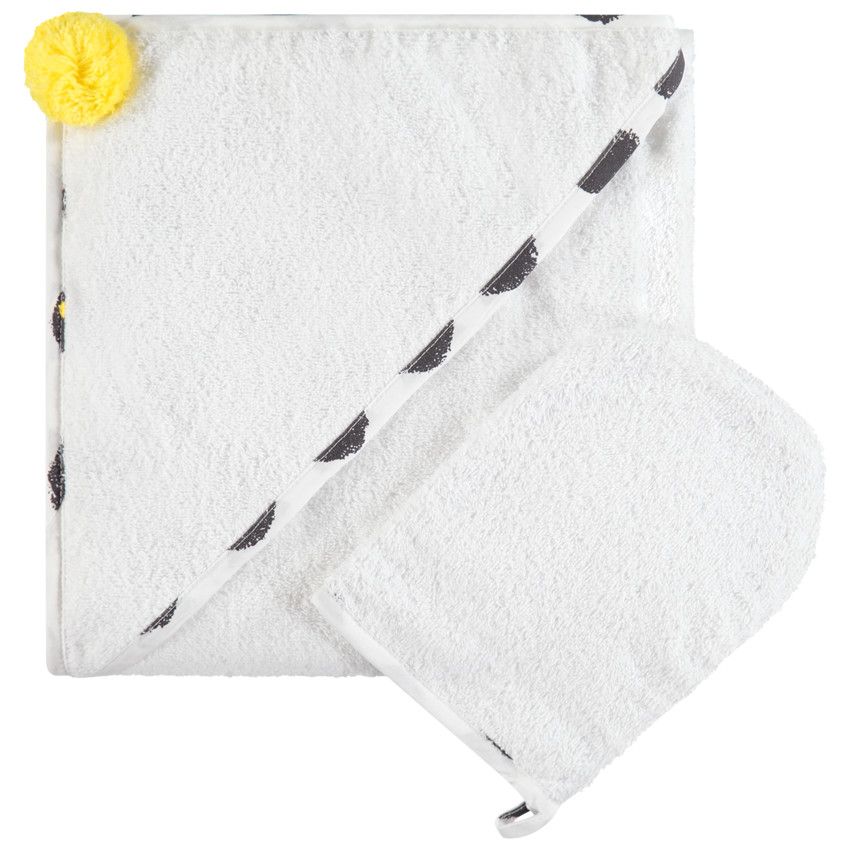 Set de bain en éponge à ponpon - Gris