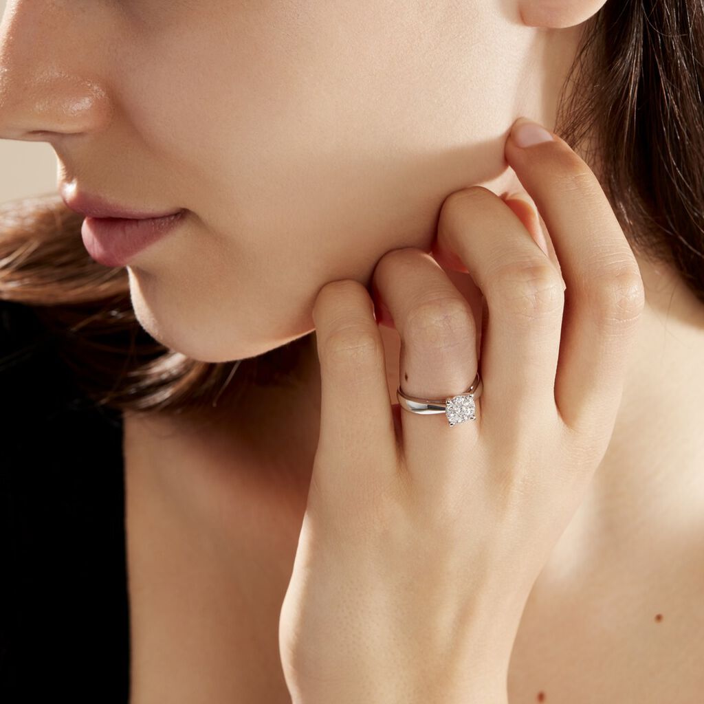 Bague Solitaire Charlene Or Blanc Diamant Synthetique
