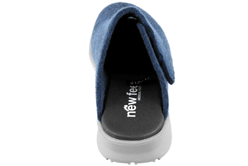 NEW FEET HJEMMESKO UDEN HÆLKAPPE I BLÅ ULDFILT