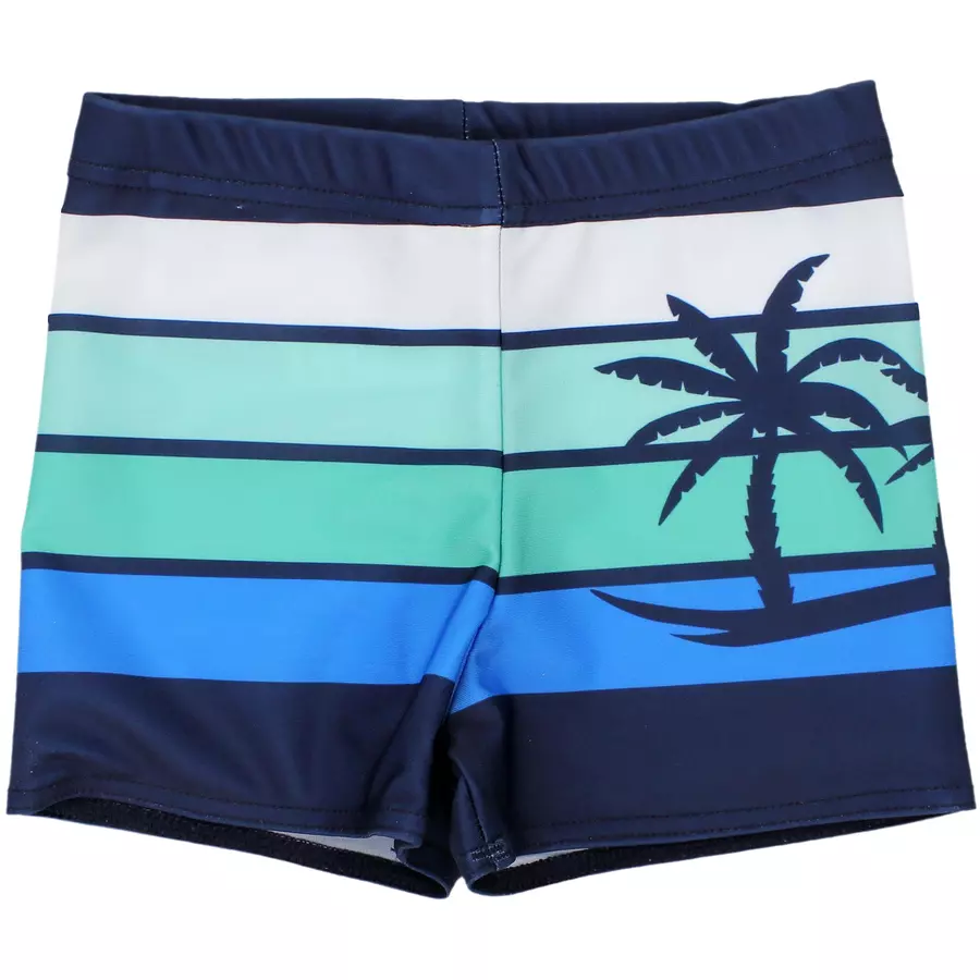 Aquarti Jungen Badehose Gestreift mit Motiven hellblaugrün