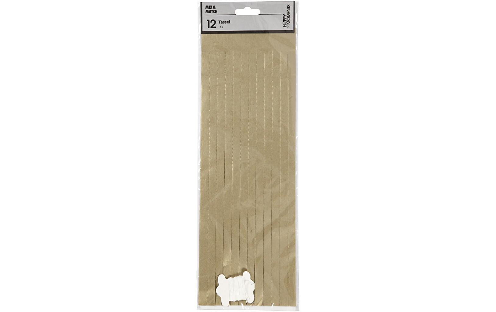 Quasten 12 x 35 cm 12 Stück, GoldPapier-Quasten