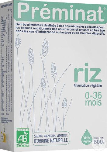 Préminat Riz Alternative Végétale Bébés 0-36 Mois 600g