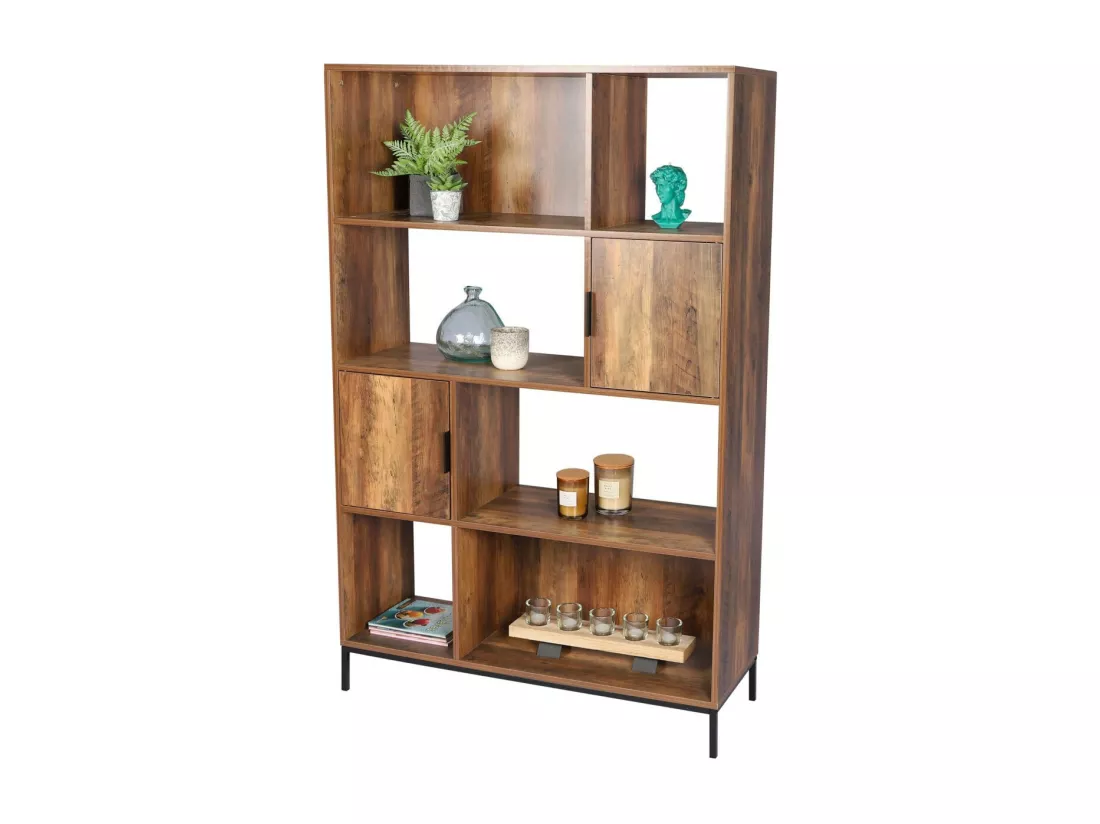 Bibliothèque en bois avec structure en métal collection JAYCE – Dimensions 100x35x156 cm