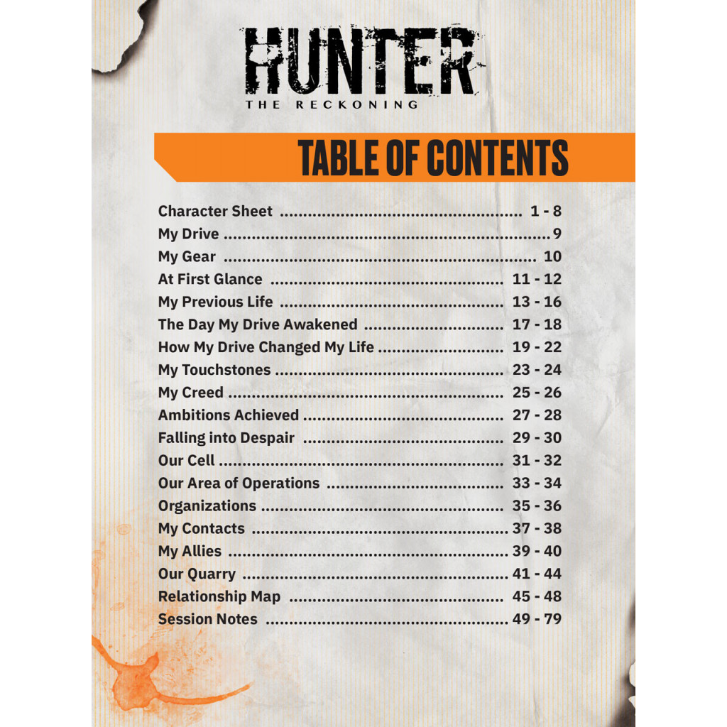Hunter: The Reckoning 5th Edition Roleplaying Game - Character Journal