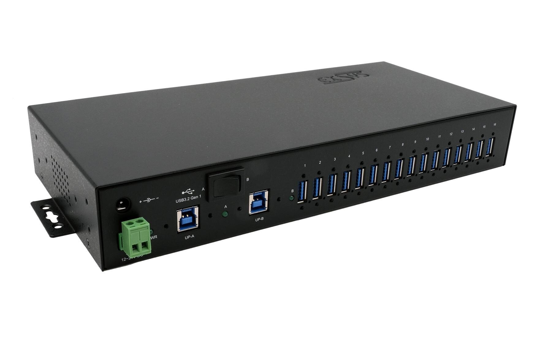 USB-Hub EX-1116HMVS-PWR<br>16-Port USB 3.2 Gen 1 Metall HUB mit 15KV Surge Protection, inkl. Netzteil