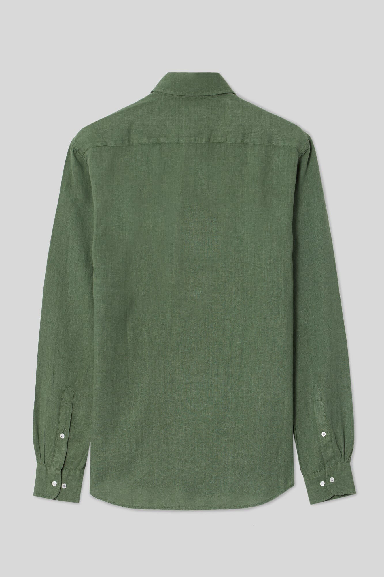 Camisa esportiva verde-escura em linho natural