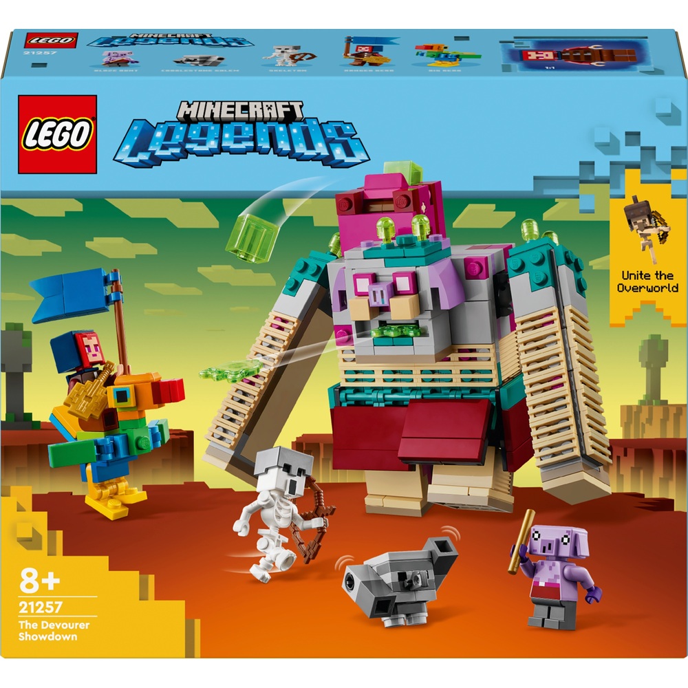 LEGO Minecraft Legends 21257 Das Set „Der Verschlinger – Showdown“