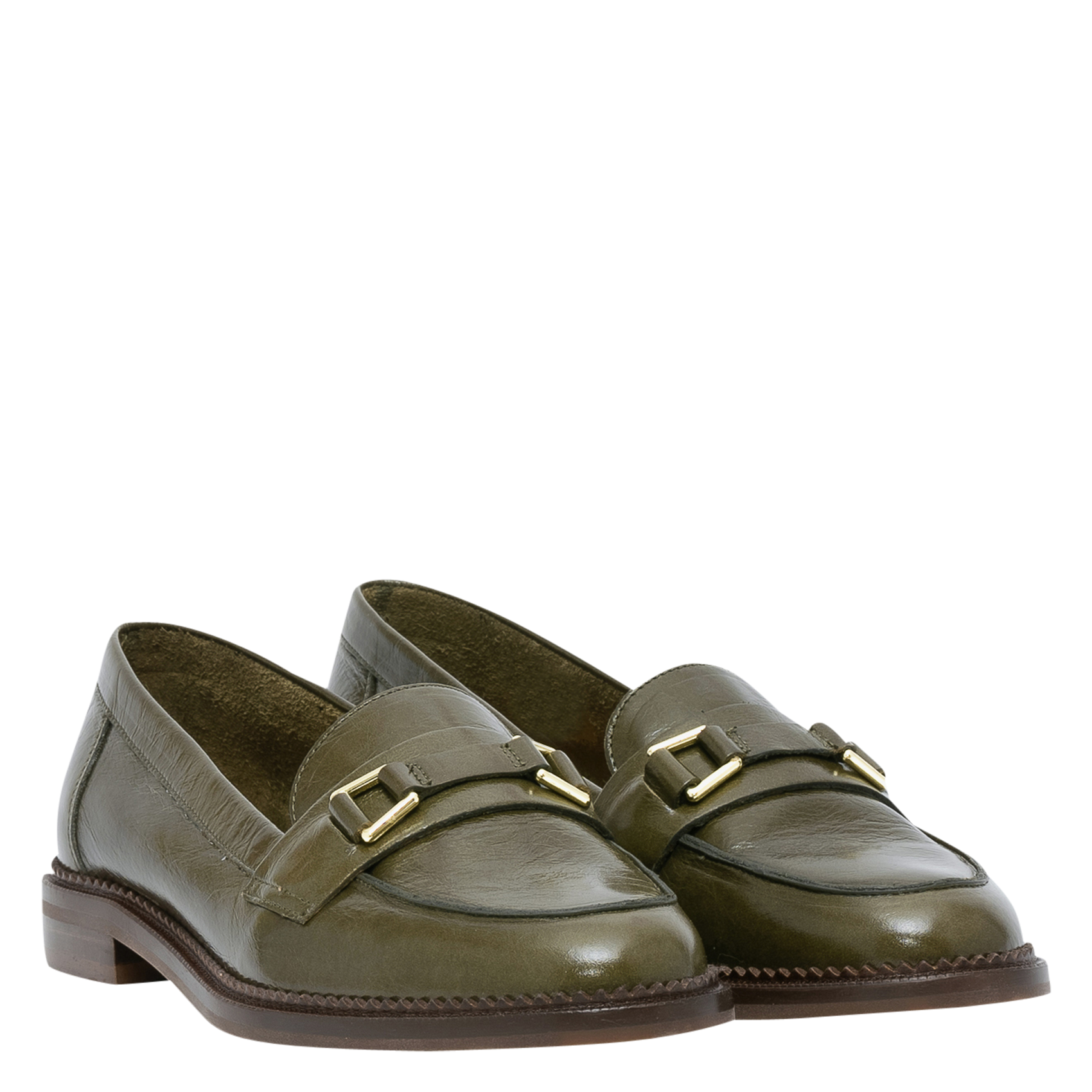 ALANNA - Mocassins en cuir vernis | Vert