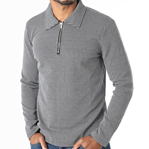 Polo Manches Longues Noir Blanc
