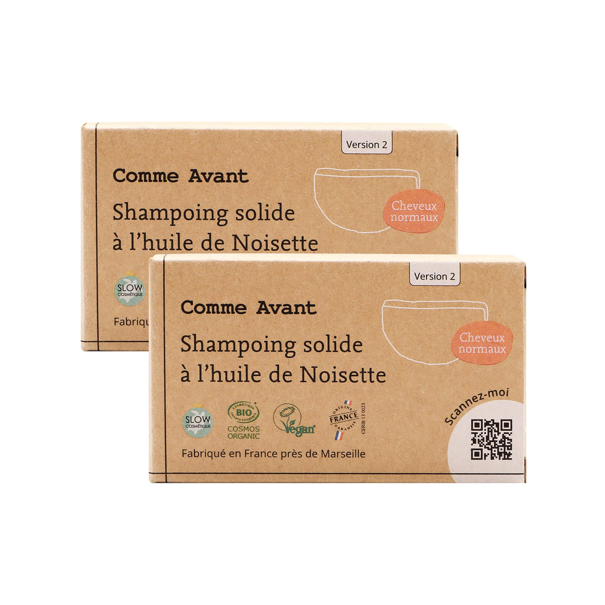 Shampoing solide cheveux normaux à l'huile de noisette - Version 2 - 1 shampoing - 70g