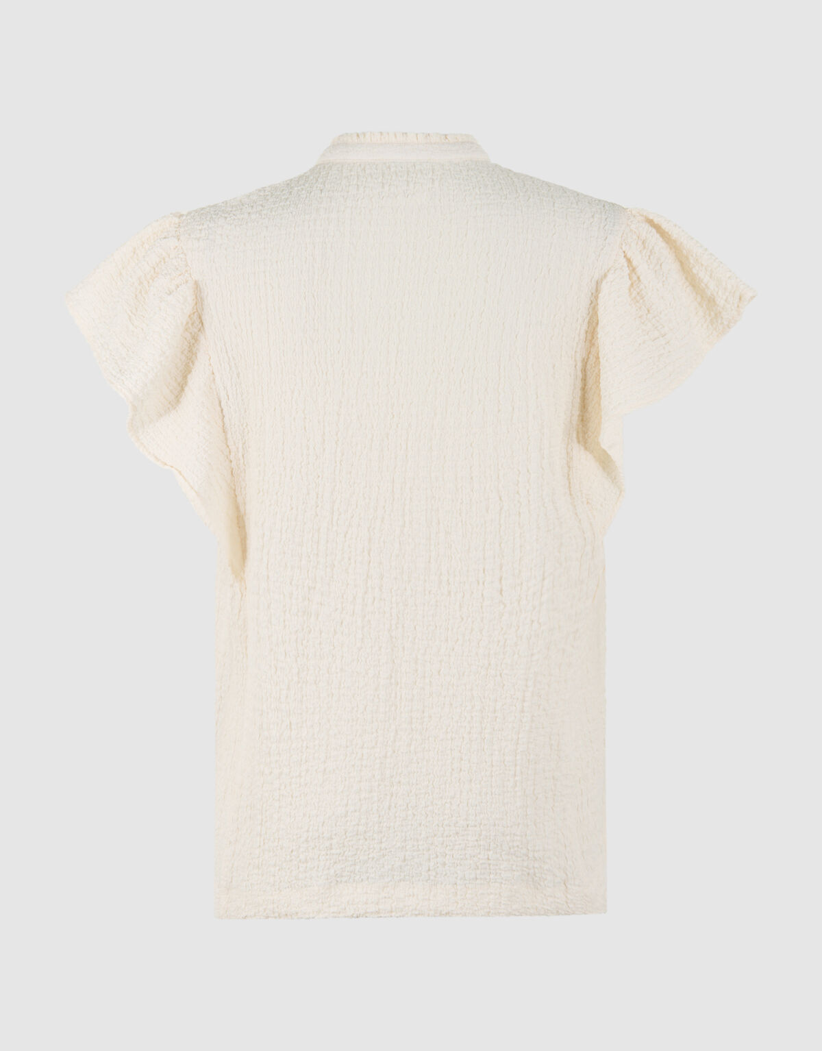 Crinkle Ruffle Top Gebroken Wit