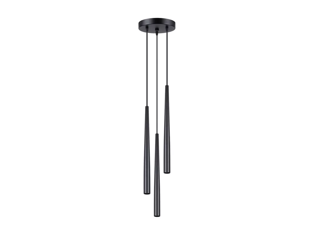Lampe à suspension Bliss moderne en acier - 3 sources lumineuses - L.19,5 x H.118 cm - noir