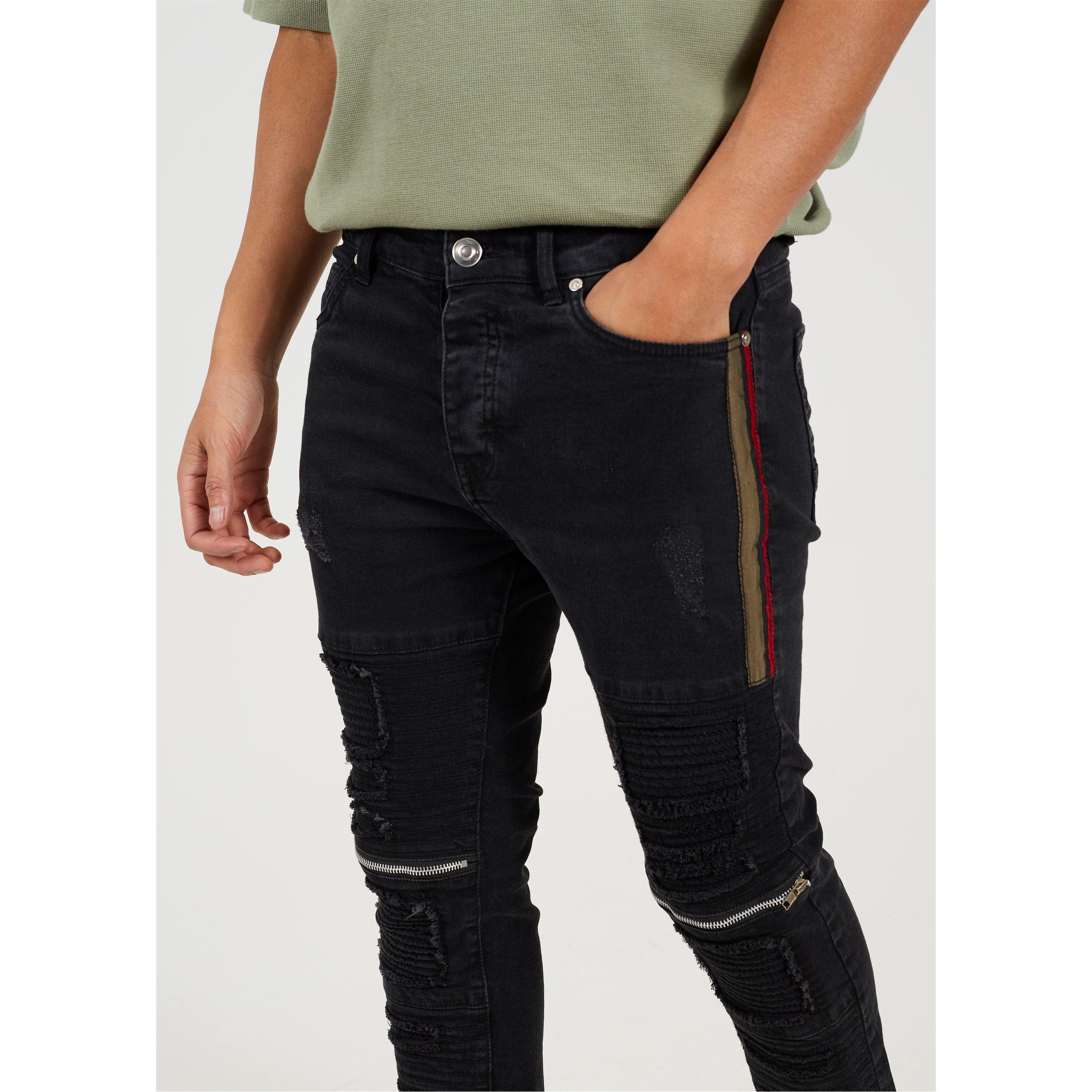 Brave Soul Charcoal Wash Bike Jean with Stitch Detail