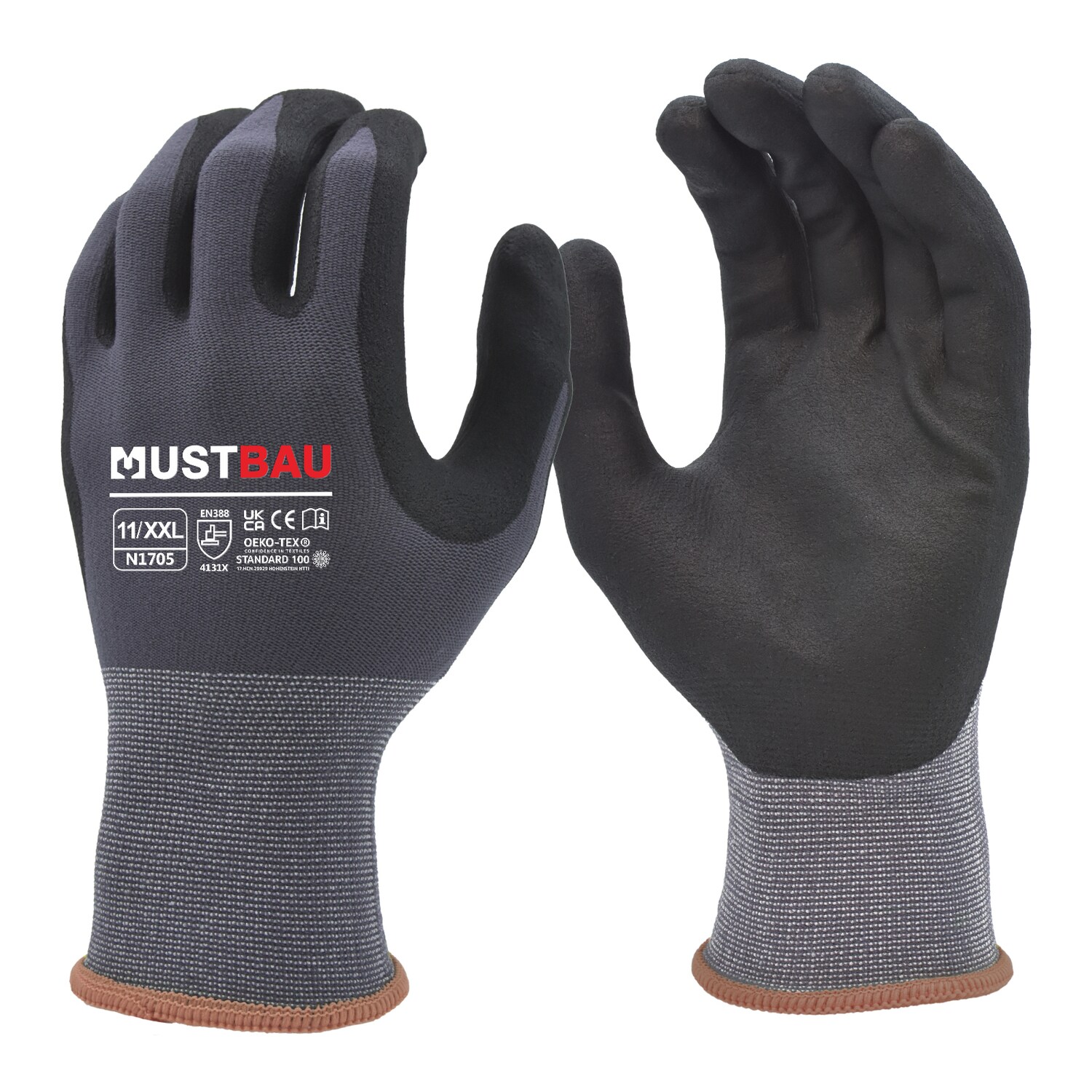 Mustbau Arbeitshandschuhe 12Pack,Rutschfest Gartenhandschuhe Montagehandschuhe,EN388,SIZE:L