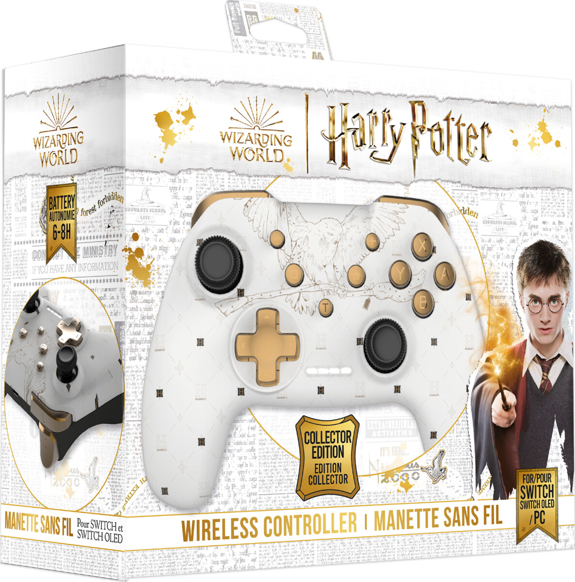 Trade Invaders Wireless Controller Harry Potter Hedwig White - Nintendo Switch