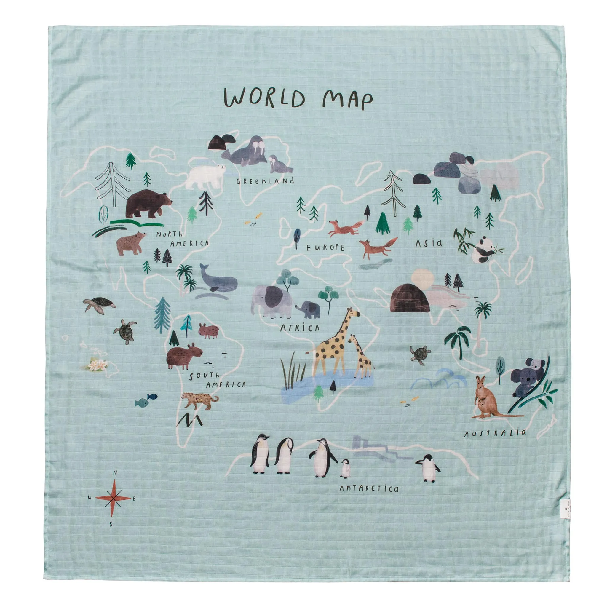Loulou Lollipop Couverture Mousseline Bambou - Map Monde