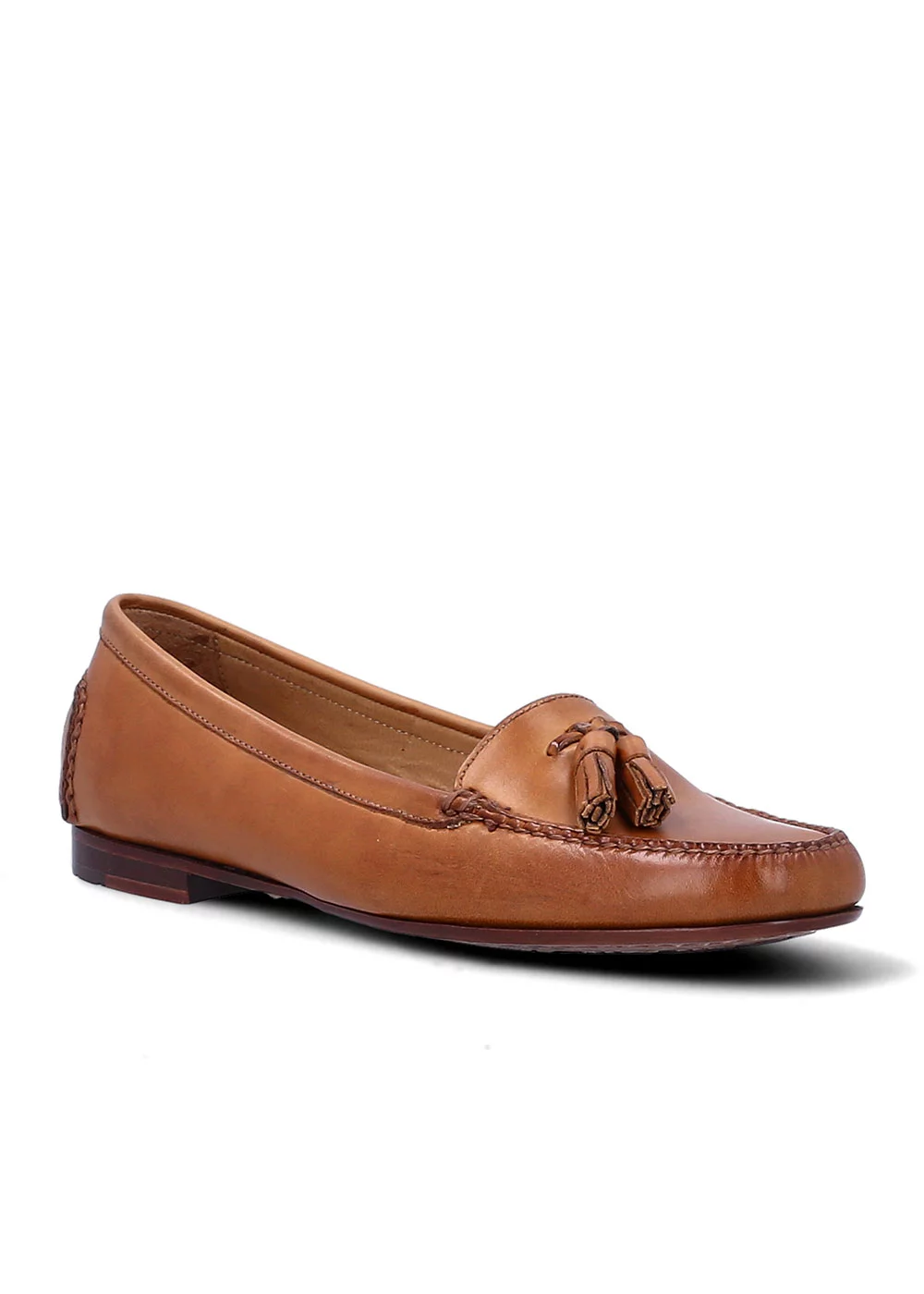 MOCASSIN BI TASSEL CUIR  CAMEL