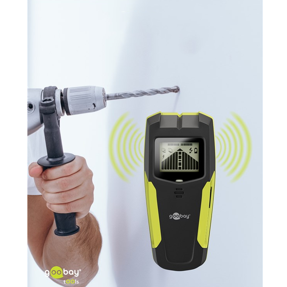 3in1 Tools Multidetektor Ortungsgerät Leitungssucher Wandscanner für Heimwerker mit LCD Display inkl. Batterie (77833) - Schwarz / Grün