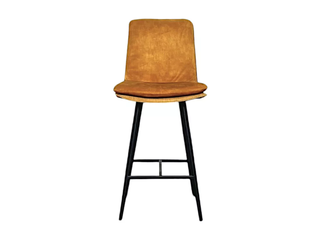 Chaise de bar en velours doré à double coussinage (lot de 2) OKA