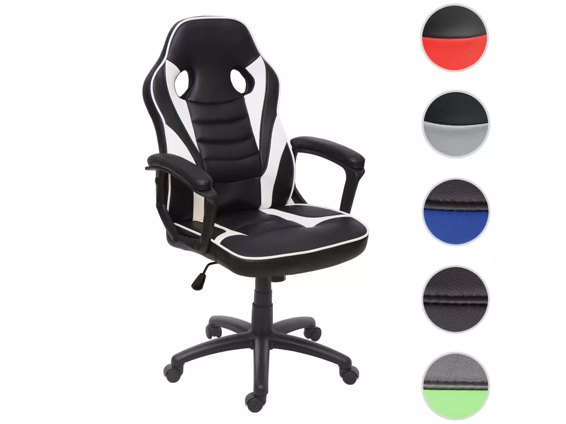 Chaise de bureau MCW-F59, noir-blanc