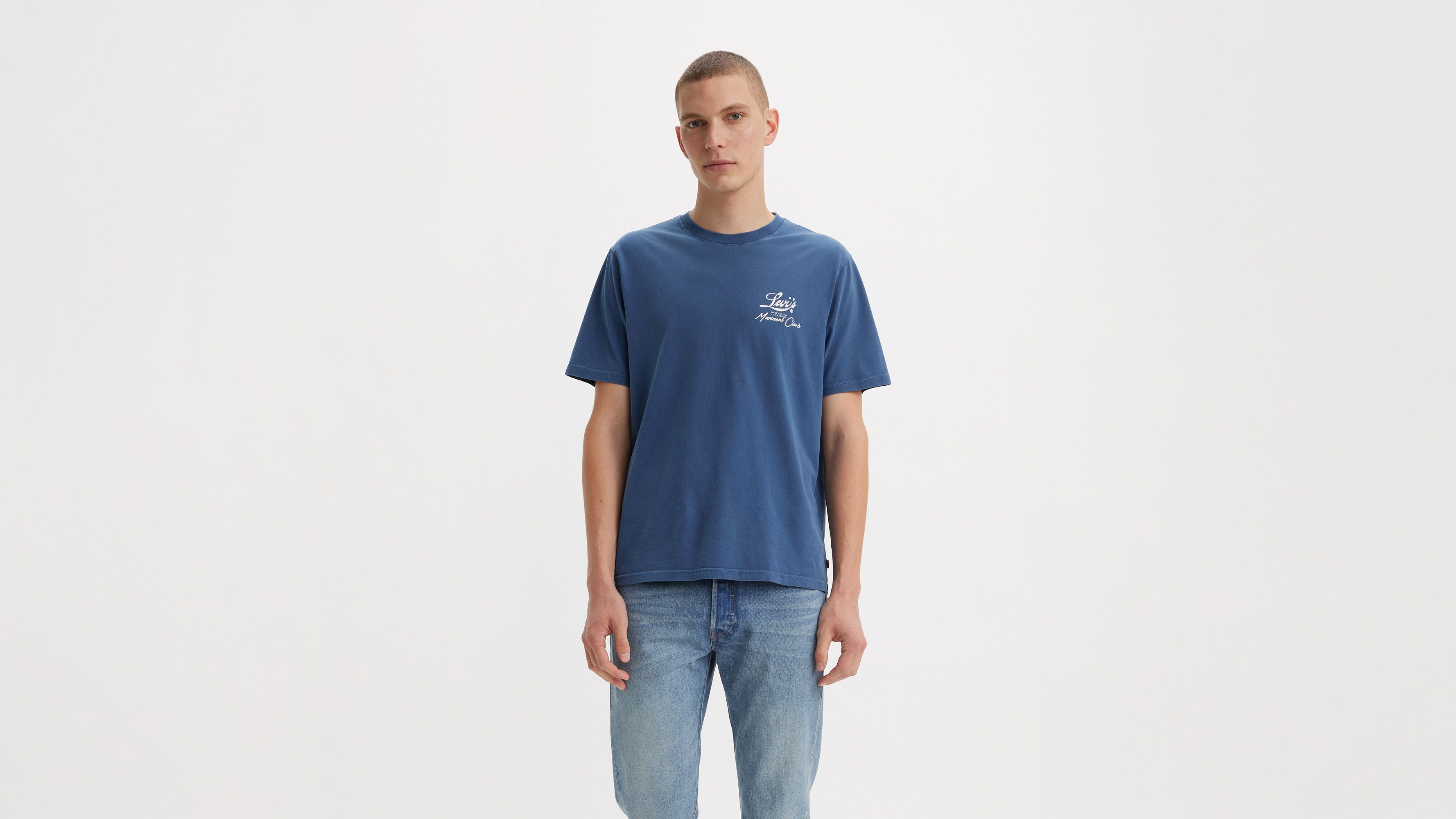 T-shirt graphique Relaxed - Brin Palm Tree Garment Dye Vintage Indigo - Bleu