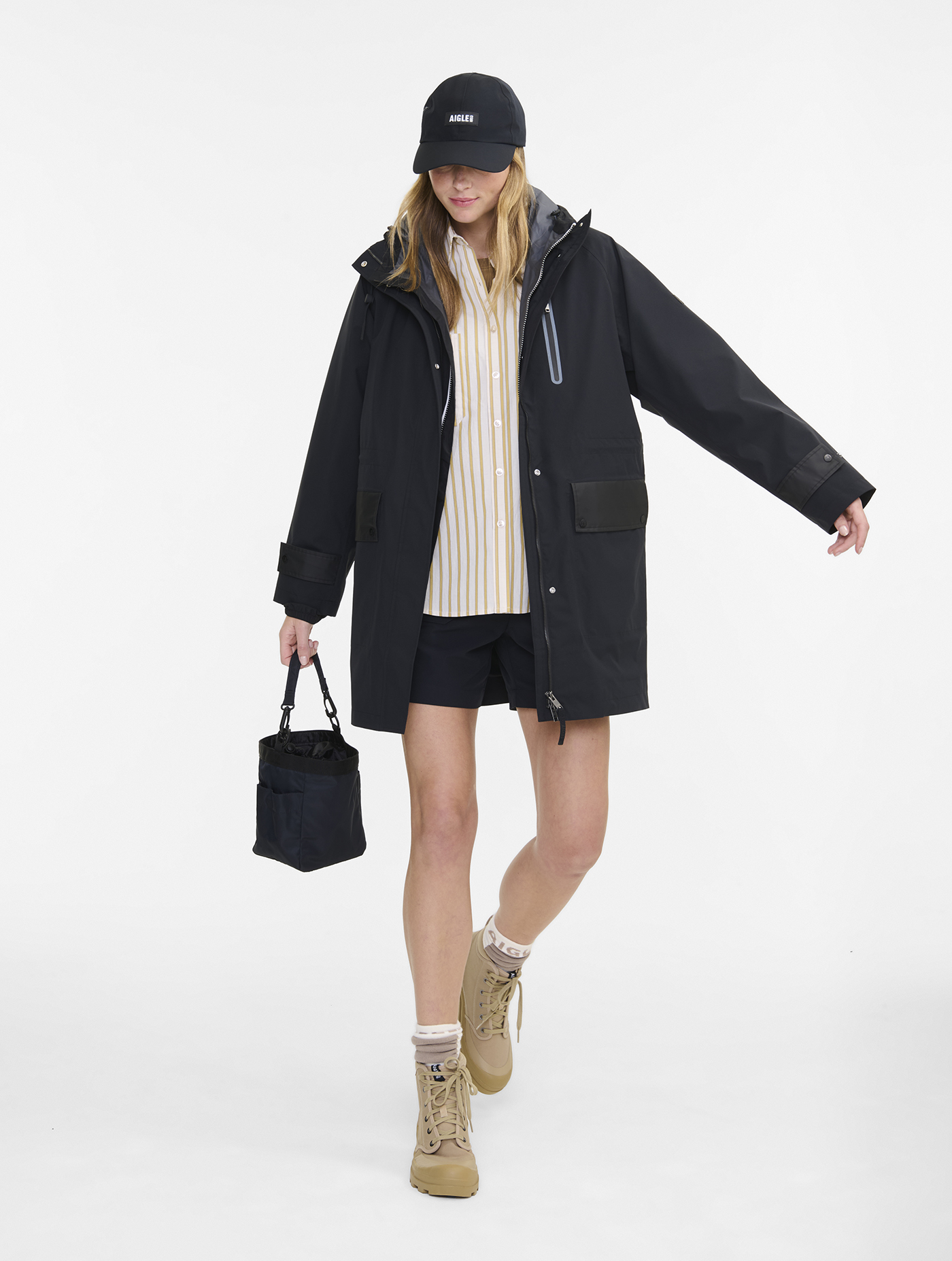 Parka mi-longue imperméable relaxed NOIR