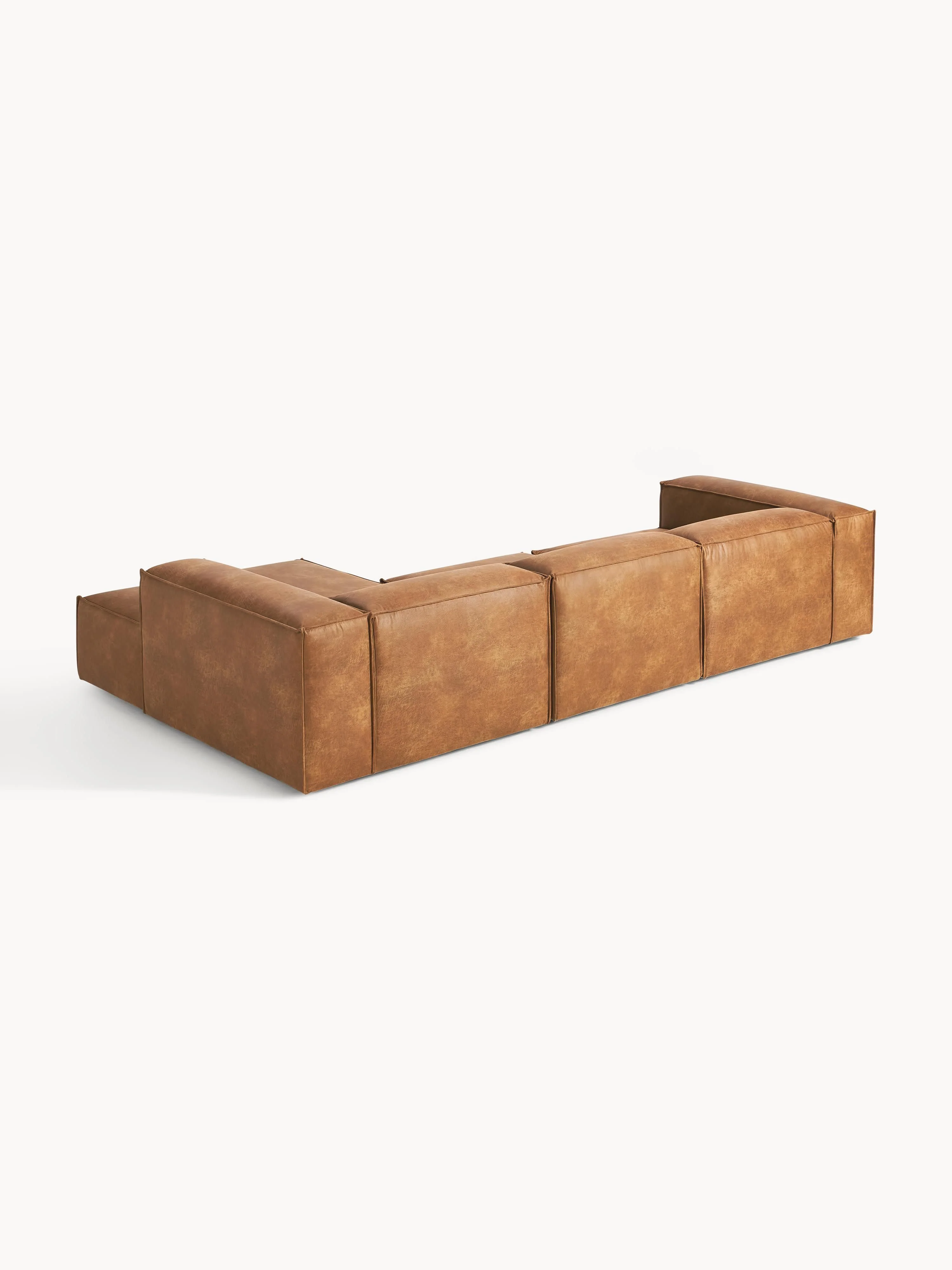 Modulaire hoekbank van gerecycled leer Lennon (4-zits)