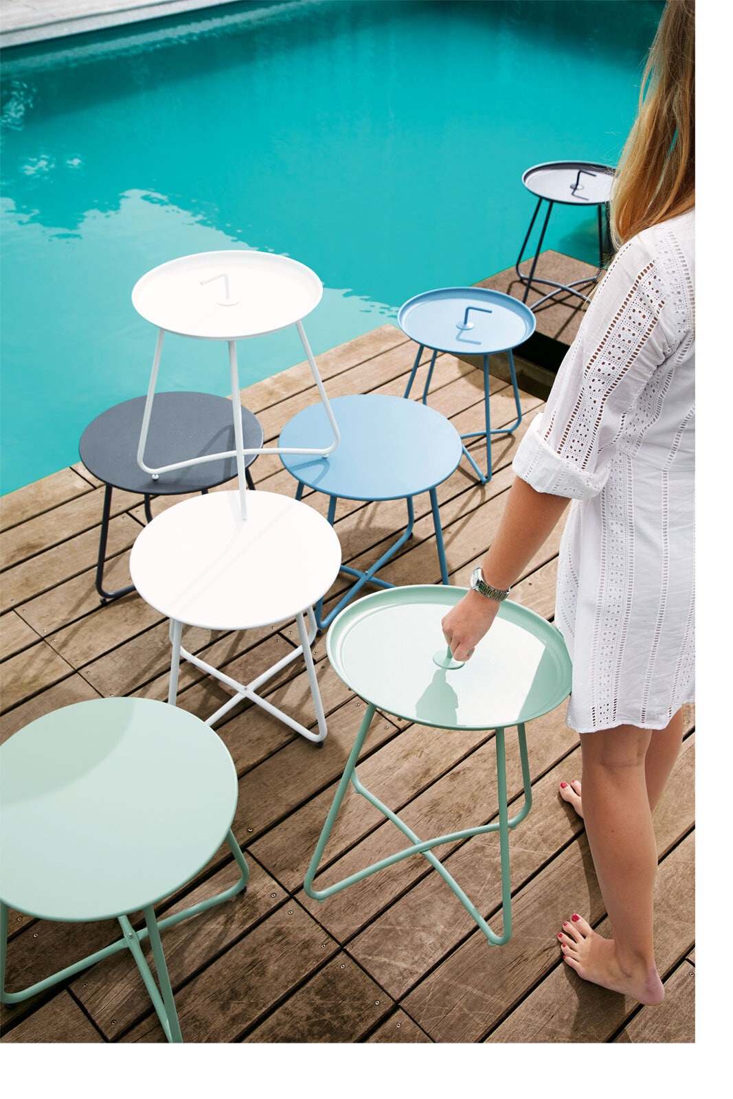 Garden FLAIR Garten-Beistelltisch rund LIMA GRIFF blau