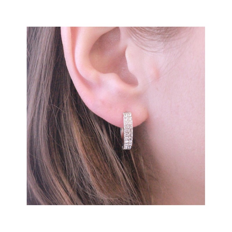 Boucles d'oreilles Glamour - Argenté et Cristal