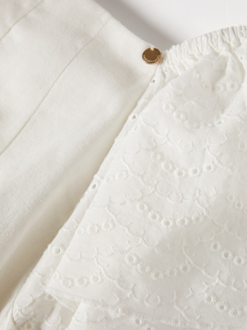 Vestido manga curta com bordado inglês