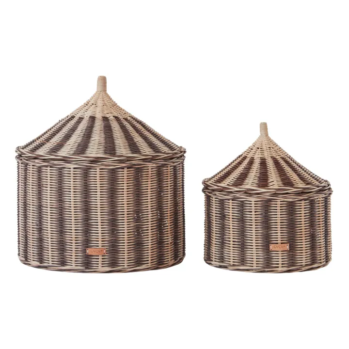 Oyoy Mini Panier de rangement Cirque en rotin - Set de 2 | Noisette